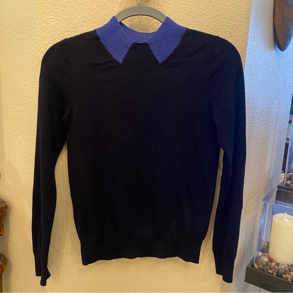 MARC By MARC JACOBS Women Navy w/ Blue Collar Wool Blend Sweater Size XS - Picture 1 of 7
